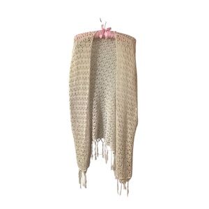 Boho Cream Beach Crochet Sleeveless Fringe Top Swim Cover Festival